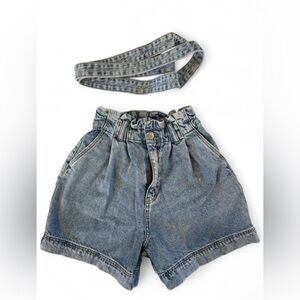 H&M blue high-waisted denim shorts with matching denim belt